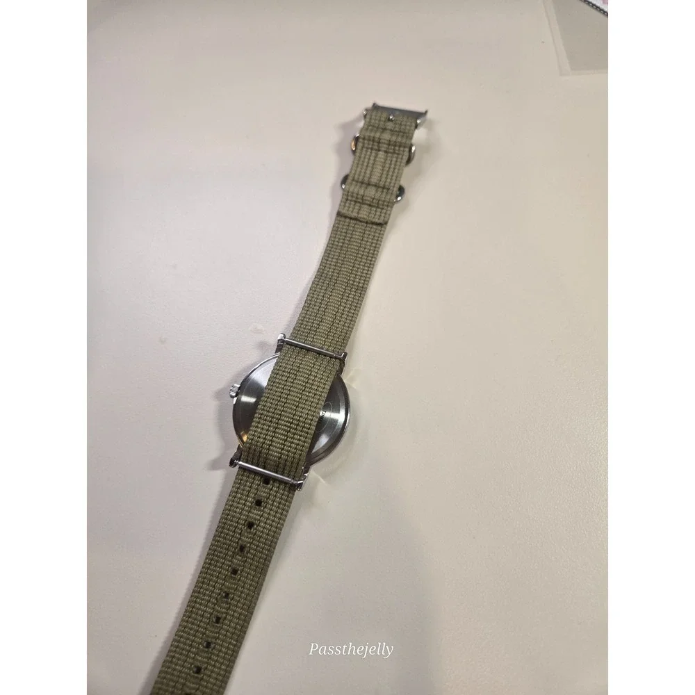 Timex Weekender T2N651 Watch Mens 38mm Olive Fabric Strap White Dial Quartz Date